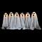30" LED Lighted White Ghost Outdoor Halloween Lawn Stakes Set, 6ct.